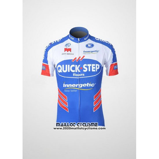 2011 Maillot Ciclismo Quick Step Floor Blanc et Azur Manches Courtes et Cuissard